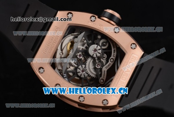 Richard Mille RM053 Asia Automatic Rose Gold Case with Skeleton Dial and Black Rubber Strap - Click Image to Close